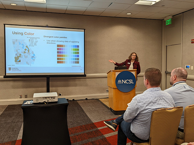 Anna Wrigley Miller presents at a National Conference of State Legislatures (NCSL) event.