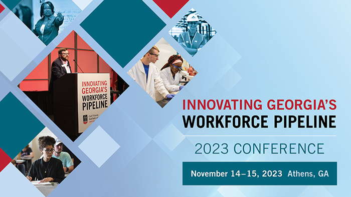 banner for Innovating Georgia's Workforce Pipeline Conference, showing a variety of pictures.