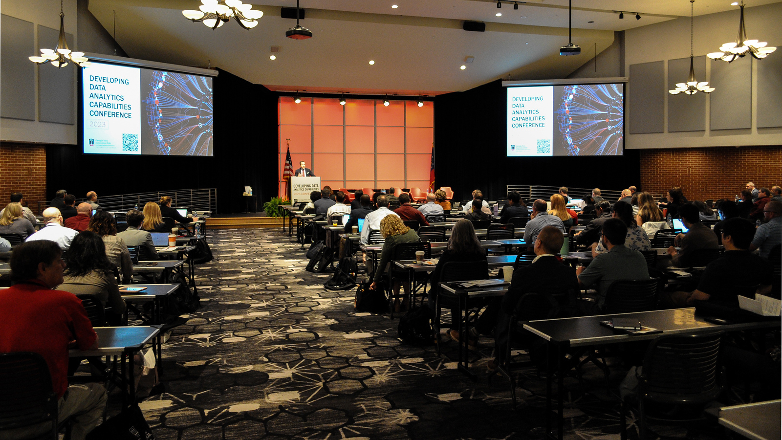 UGA Institute of Government Director Rob Gordon addresses attendees at the 2023 Developing Data Analytics Capabilities Conference.