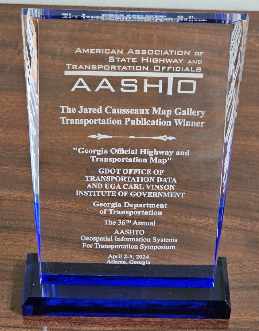 The American Association of State Highway and Transportation Officials' Jared Causseaux Map Gallery Transportation Publication Award Winner