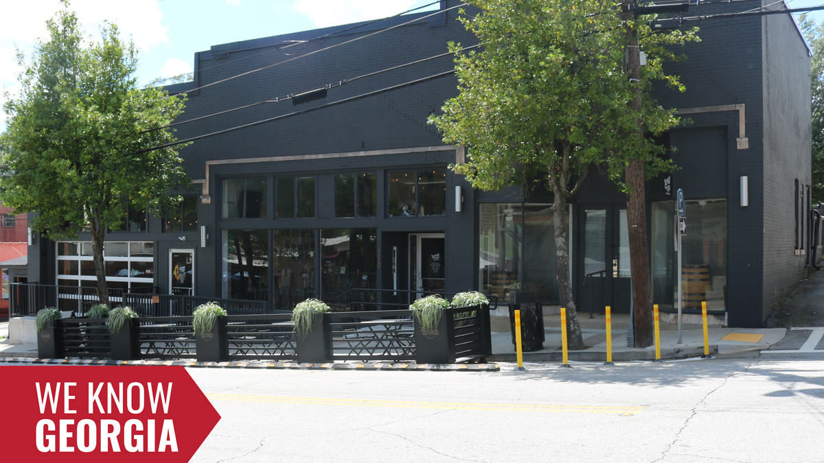 a picture of the Local Ties Brewery and the parklet that was installed on Bradley Street near the Amp.