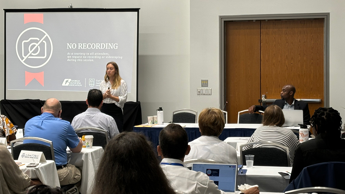 UGA Institute of Government's Natalie Bock teaches a course at the GMA Annual Convention.