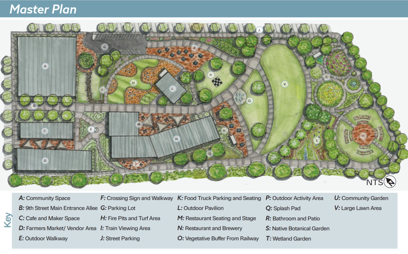 Students developed four master plans for the Short & Paulk property. The renderings include suggestions for lighting, green spaces and family-friendly activities such as a splash pad, a mini-golf course and an educational community garden—all ideas culled from community responses.