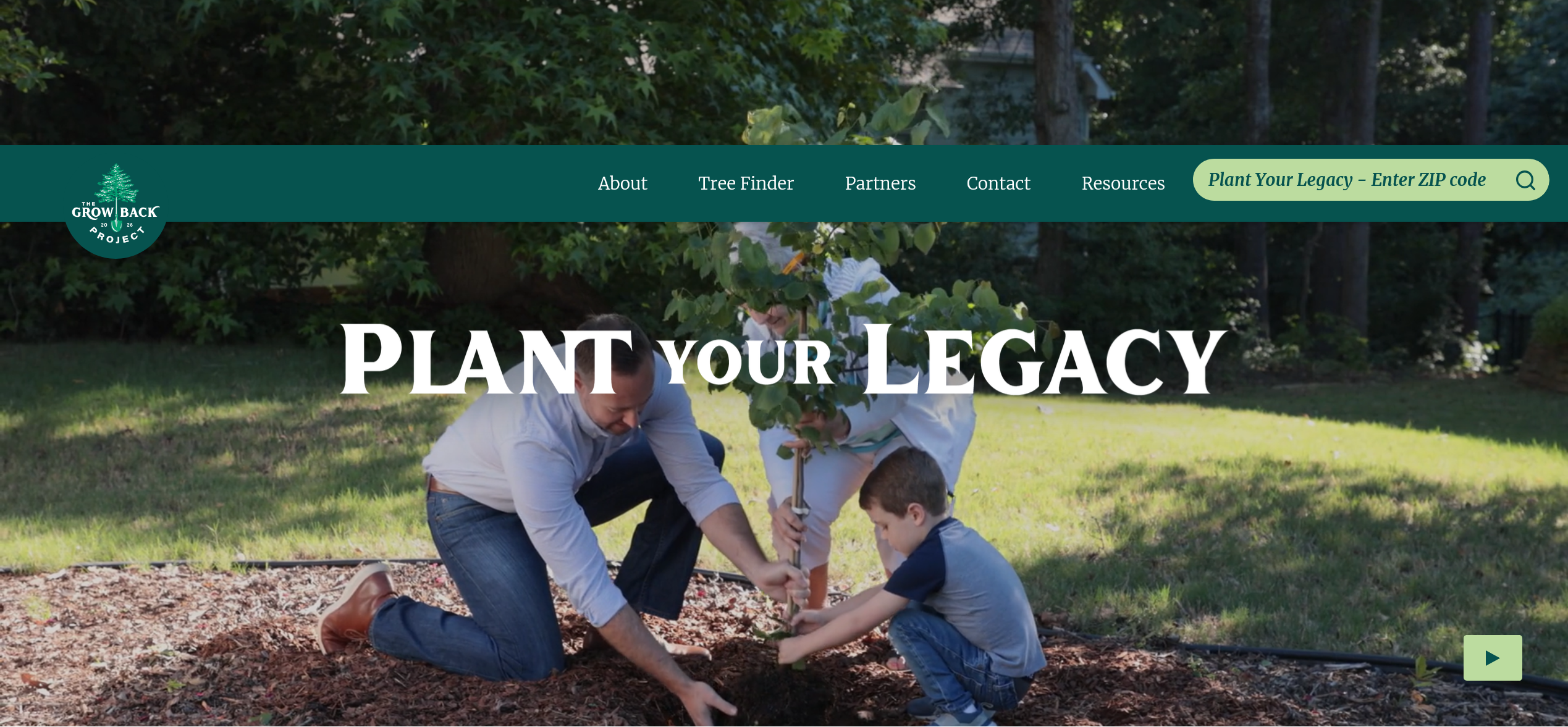 Screenshot of Grow Back Project's main page